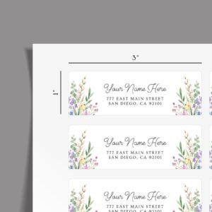 Return Address Labels with Wildfowers for Weddings and Invitations