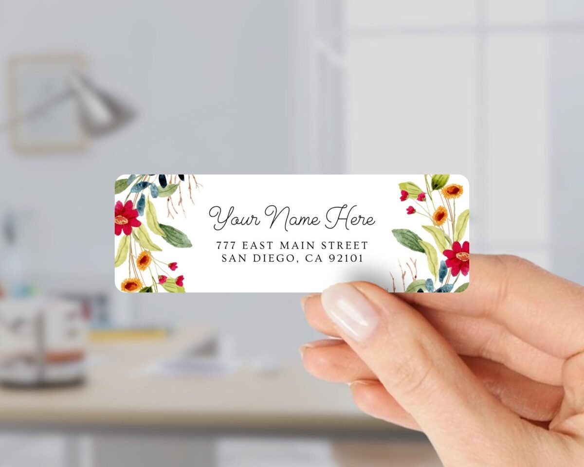 Return Address Labels with Fall Flowers for Weddings and Invitations - Image 1 Return Address Labels with Fall Flowers for Weddings and Invitations
