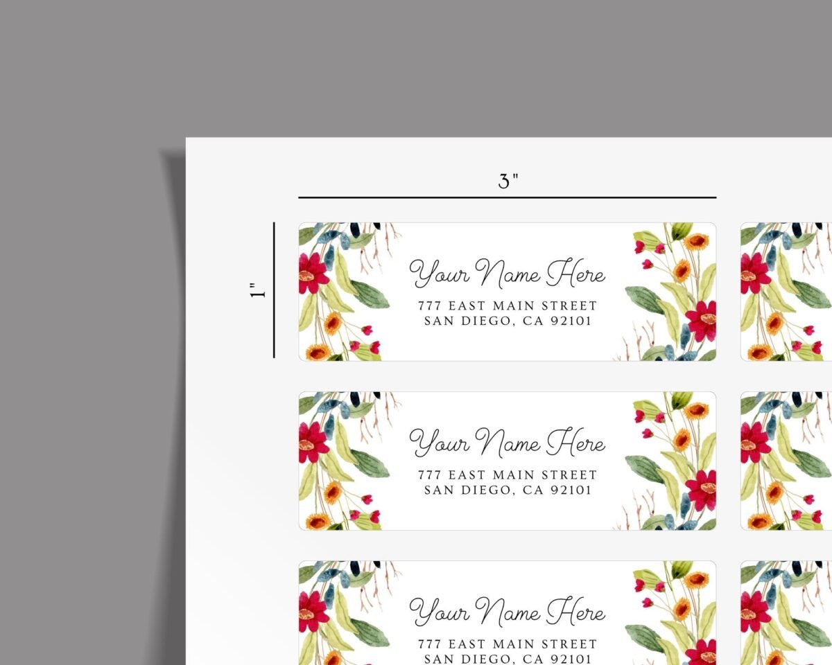 Return Address Labels with Fall Flowers for Weddings and Invitations