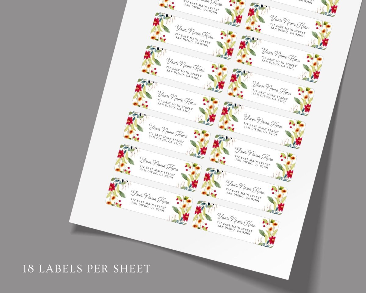 Return Address Labels with Fall Flowers for Weddings and Invitations