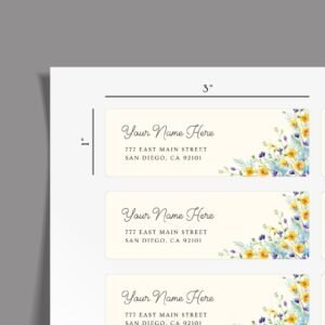 Return Address Labels with Yellow and Blue Wild Flowers