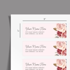 Return Address Labels with Pink Roses for Weddings and Invitations