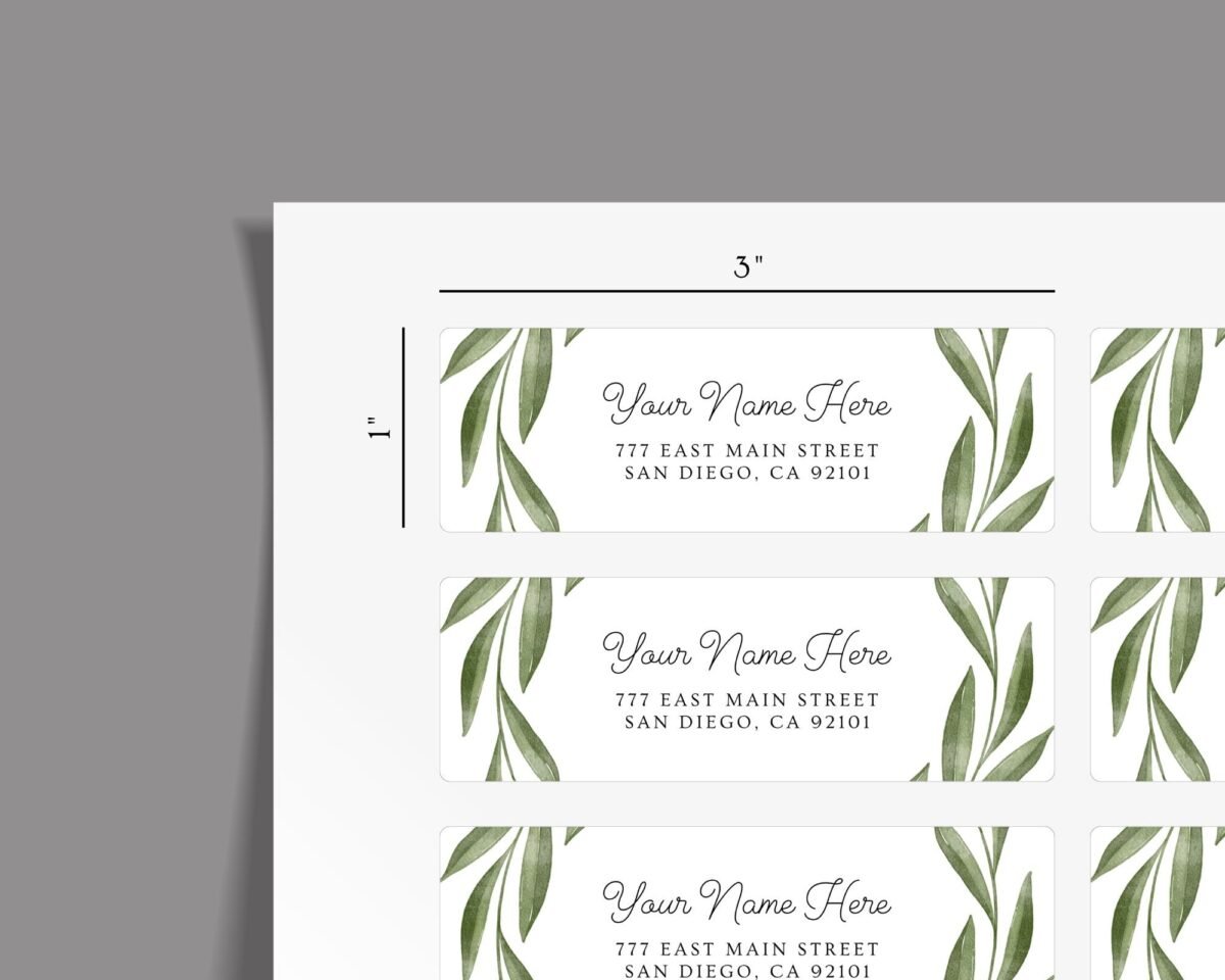 Return Address Labels with Eucalyptus for Weddings and Invitations