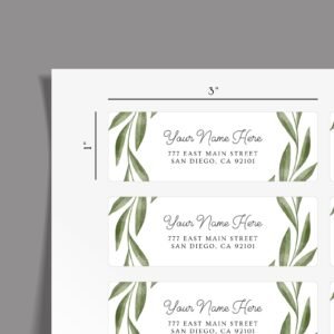 Return Address Labels with Eucalyptus for Weddings and Invitations