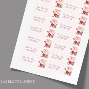 Return Address Labels with Pink Roses for Weddings and Invitations