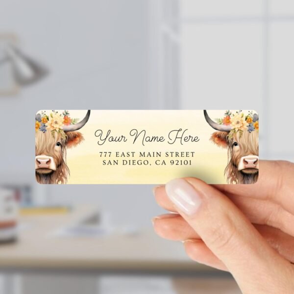 Return Address Labels with Highland Cows for Farmers