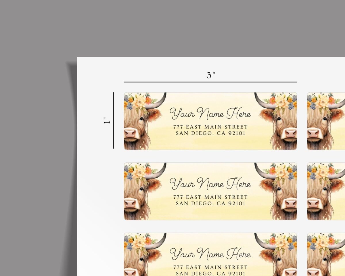 Return Address Labels with Highland Cows for Farmers