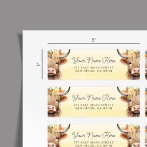 Return Address Labels with Highland Cows for Farmers