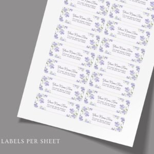 Return Address Labels with Purple Flowers for Weddings and Invitations