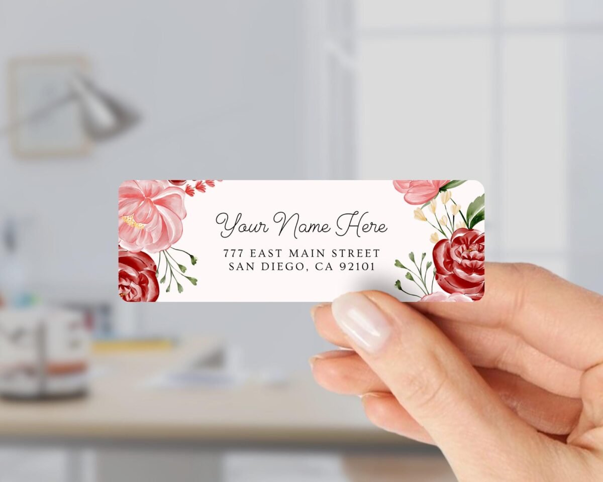 Return Address Labels with Pink Roses for Weddings and Invitations