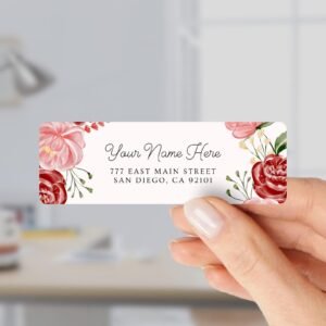 Return Address Labels with Pink Roses for Weddings and Invitations