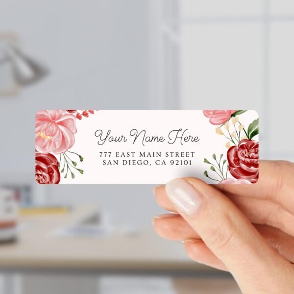 Return Address Labels with Pink Roses for Weddings and Invitations