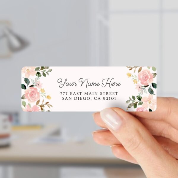 Return Address Labels with Pink Roses for Weddings and Invitations
