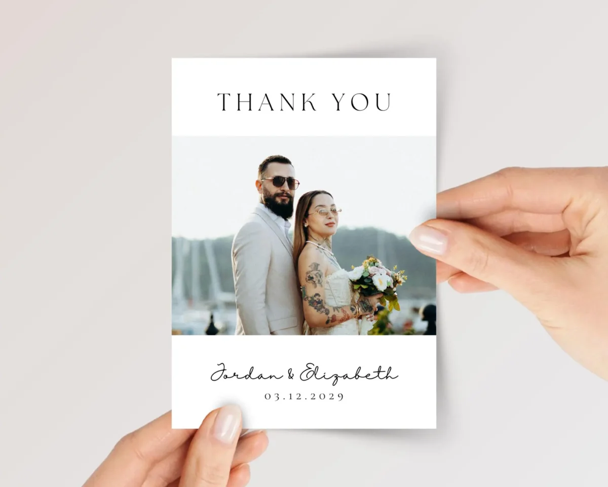 Custom Wedding Photo Thank You Card for Guests with Envelope