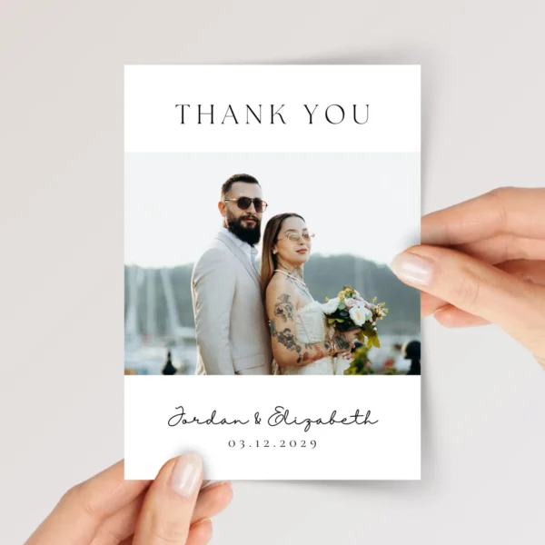 Custom Wedding Photo Thank You Card for Guests with Envelope
