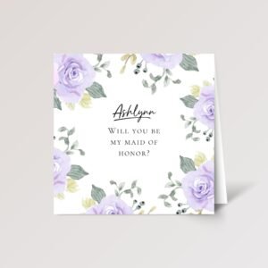Custom Wedding Card for Bridesmaid/Maid of Honor with Purple Roses