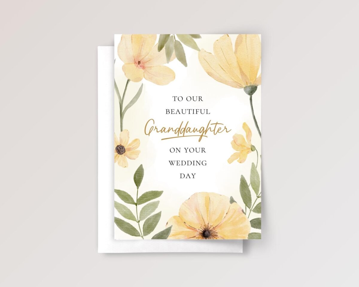 Wedding Card for Granddaughter with Yellow Florals