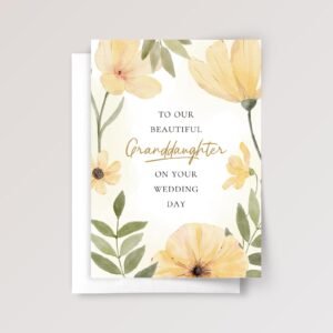 Wedding Card for Granddaughter with Yellow Florals
