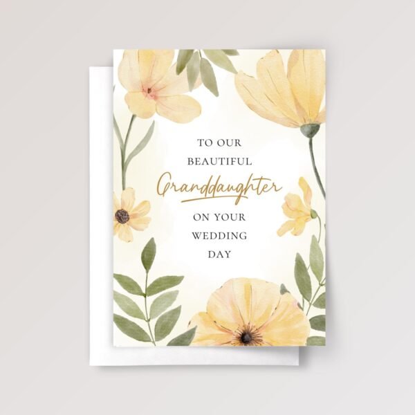 Wedding Card for Granddaughter with Yellow Florals