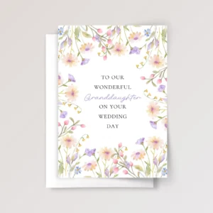 Floral Wedding Card for Granddaughter with Pastel Spring Flowers