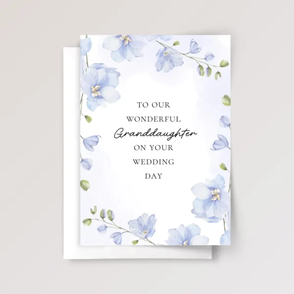 Floral Wedding Card for Granddaughter with Delphiniums