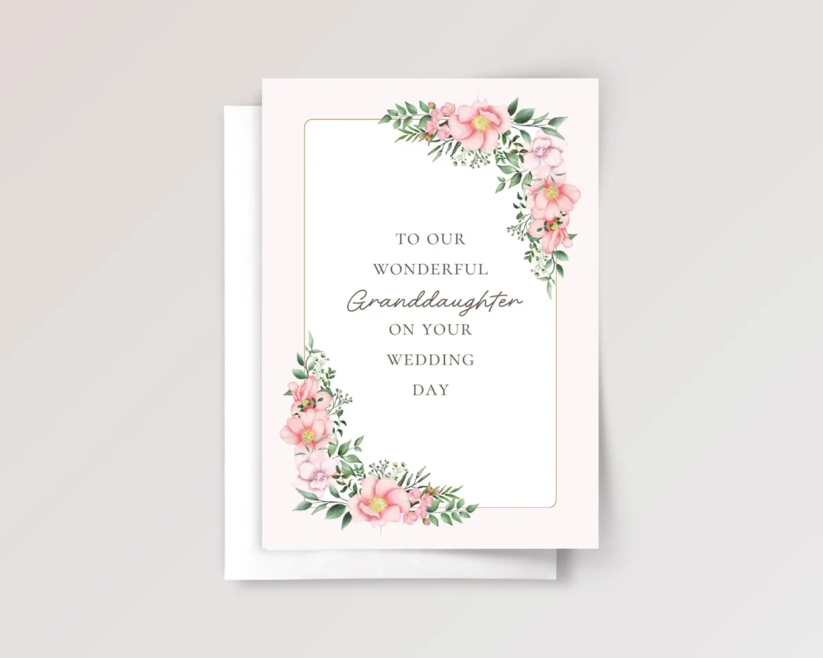 Floral Wedding Card for Granddaughter with Pink Blush Flower