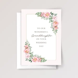 Floral Wedding Card for Granddaughter with Pink Blush Flower