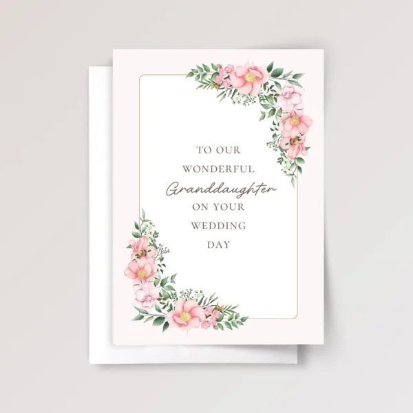 Floral Wedding Card for Granddaughter with Pink Blush Flower