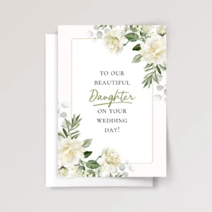 Floral Wedding Card for Daughter with Cream White Roses