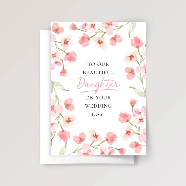 Pink Floral Wedding Card for Daughter