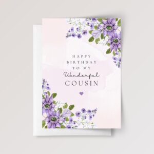 Birthday Card for Cousin with Purple Flowers