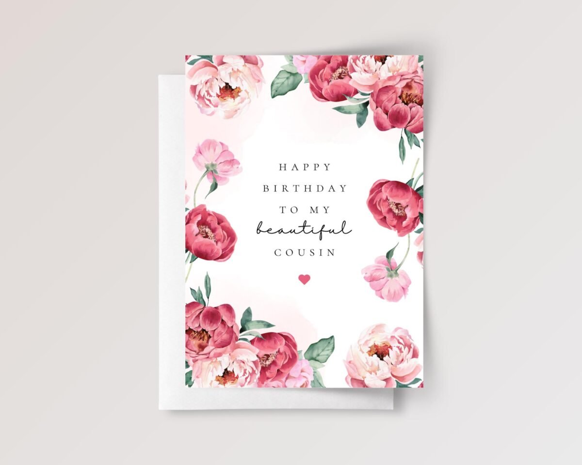 Birthday Card for Cousin with Pink Peonies