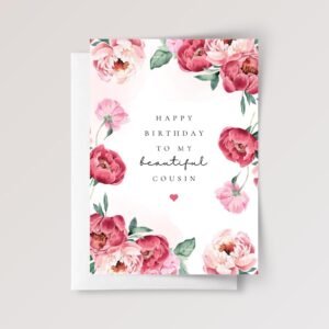 Birthday Card for Cousin with Pink Peonies