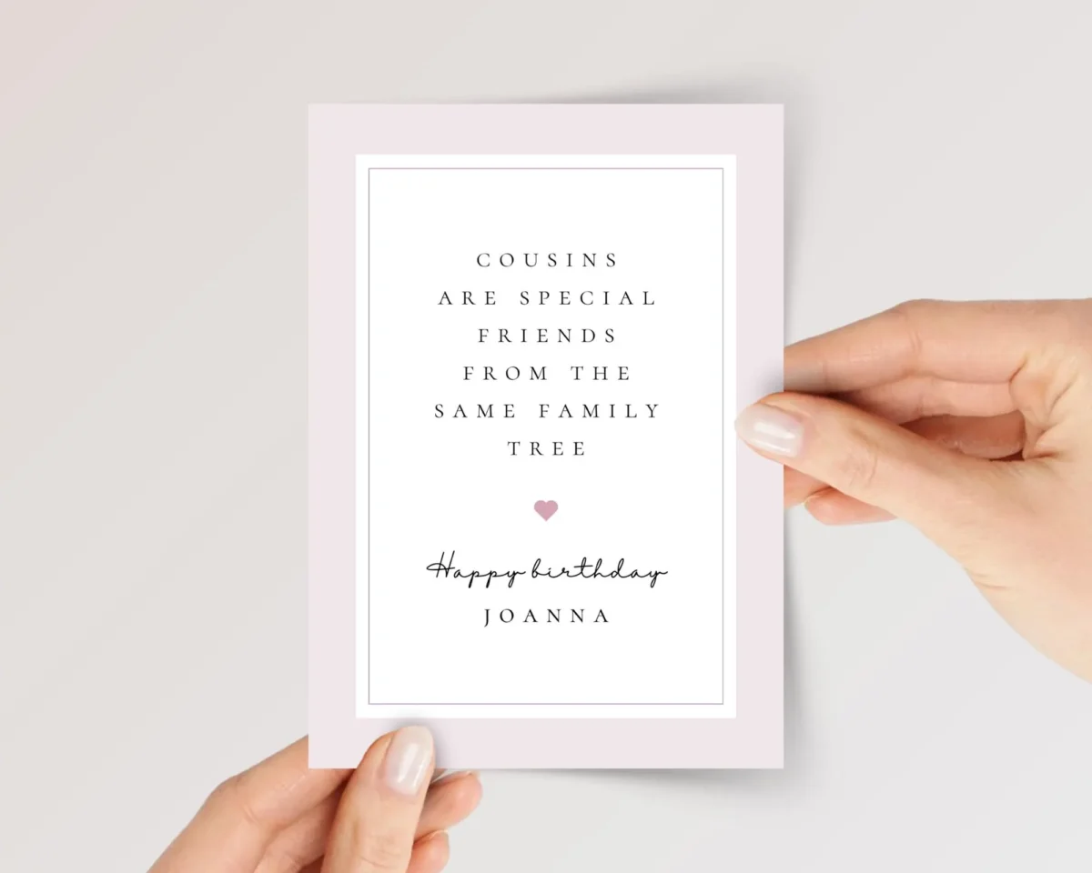 Pink Birthday Card for Cousin | Family Tree