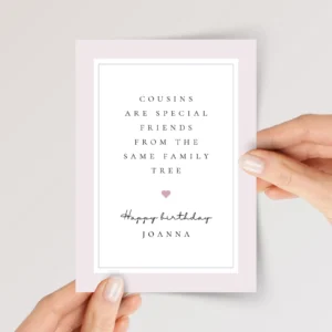 Pink Birthday Card for Cousin | Family Tree