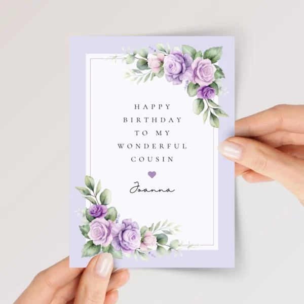 Birthday Card for Cousin with Purple Roses