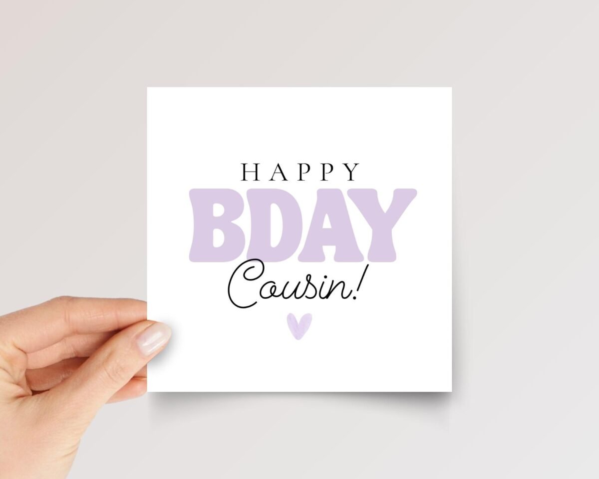 Purple Happy Birthday Card for Cousin