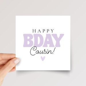 Purple Happy Birthday Card for Cousin