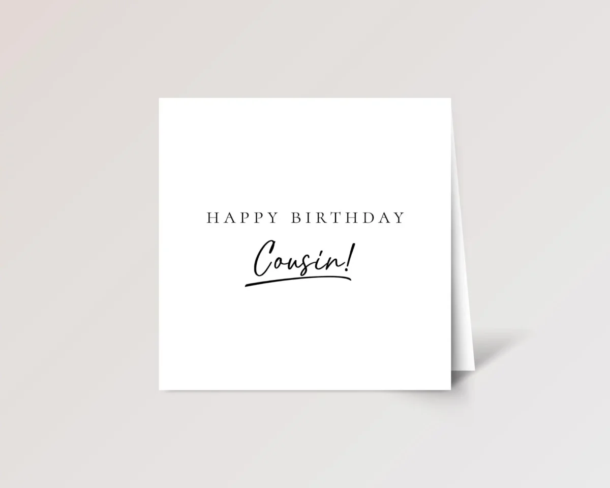 Black and White Birthday Card for Cousin