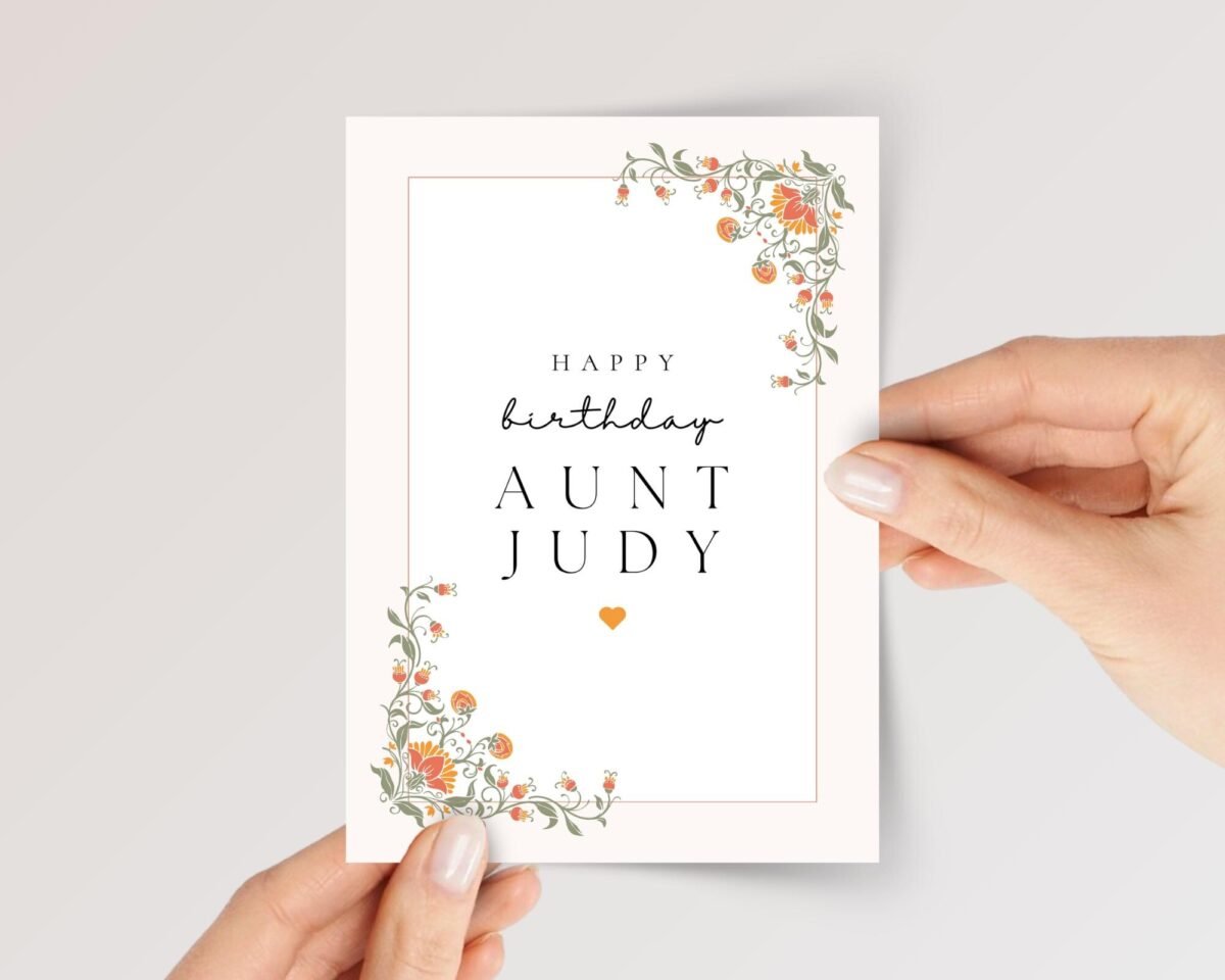 Birthday Card for Aunt with Orange Flowers - Image 1 Birthday Card for Aunt with Orange Flowers