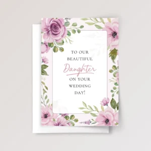 Wedding Card for Daughter with Pink Flowers