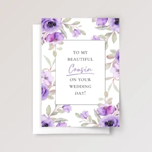 Wedding Card for Cousin with Purple Roses
