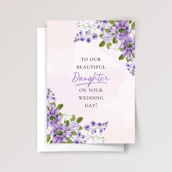 Wedding Card for Daughter with Purple Flowers