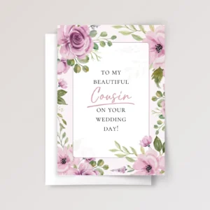 Floral Wedding Card for Cousin with Pink Roses