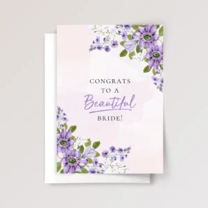 Wedding Card for Bride with Purple Flowers