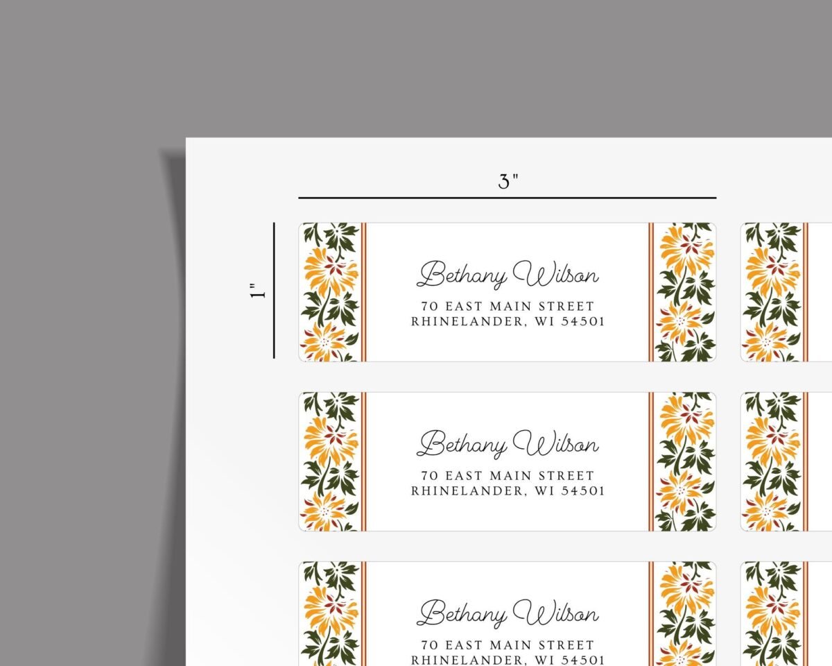 Autumn Return Address Labels for Fall Weddings and Invitations