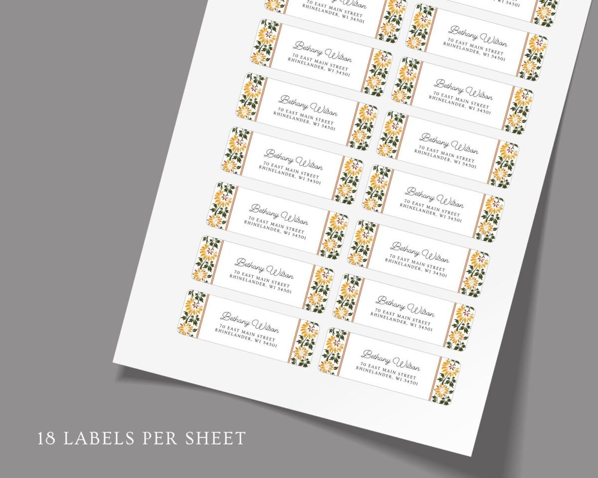 Autumn Return Address Labels for Fall Weddings and Invitations