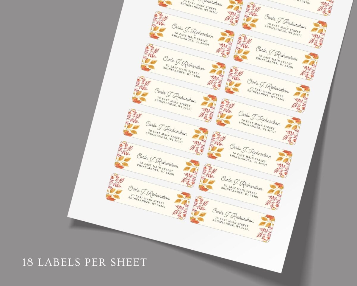 Autumn Return Address Labels for Fall Weddings and Invitations