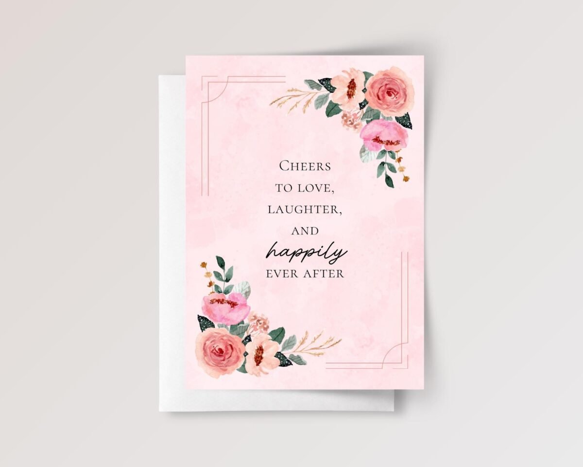 Pink Rose Wedding Card for Couple, Son/Daughter in Law | Happily Ever After