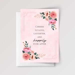 Pink Rose Wedding Card for Couple, Son/Daughter in Law | Happily Ever After
